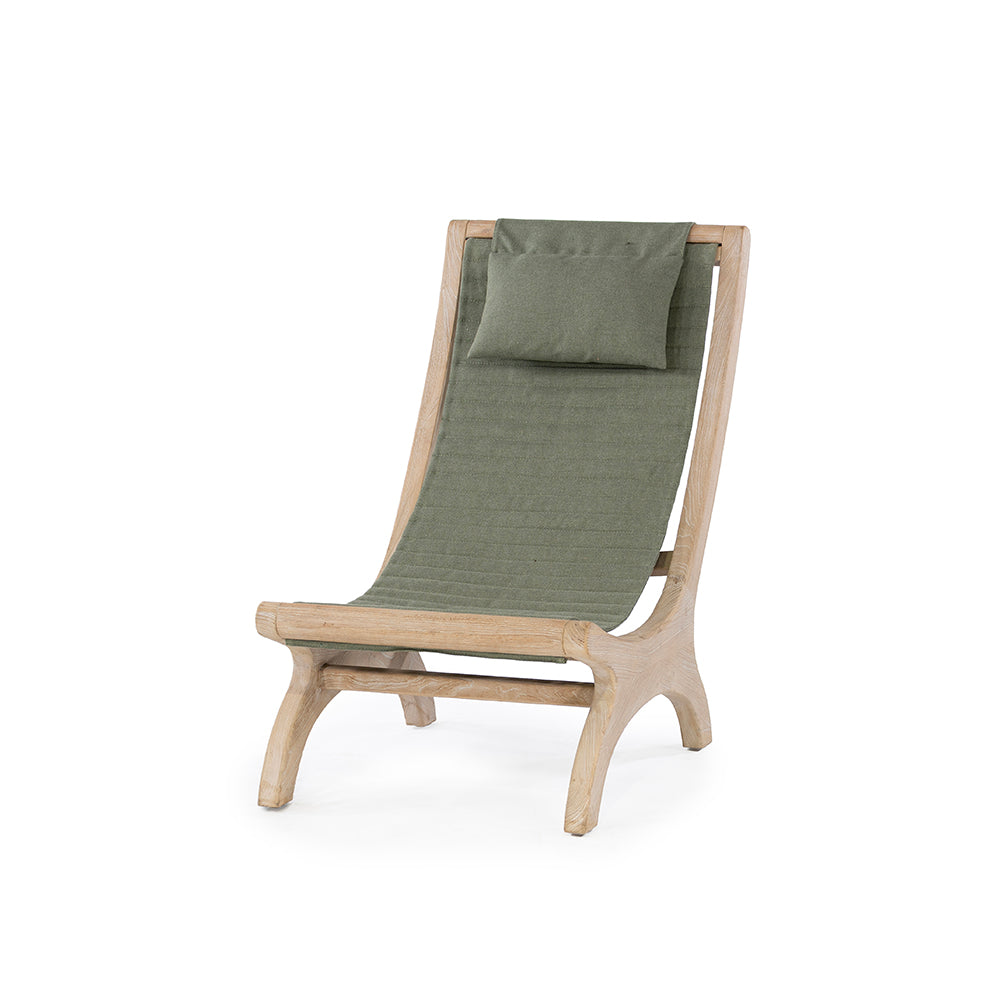 Loungesessel Beacher Sachin Teak Natural Grey von Gommaire, Bespannung Sage