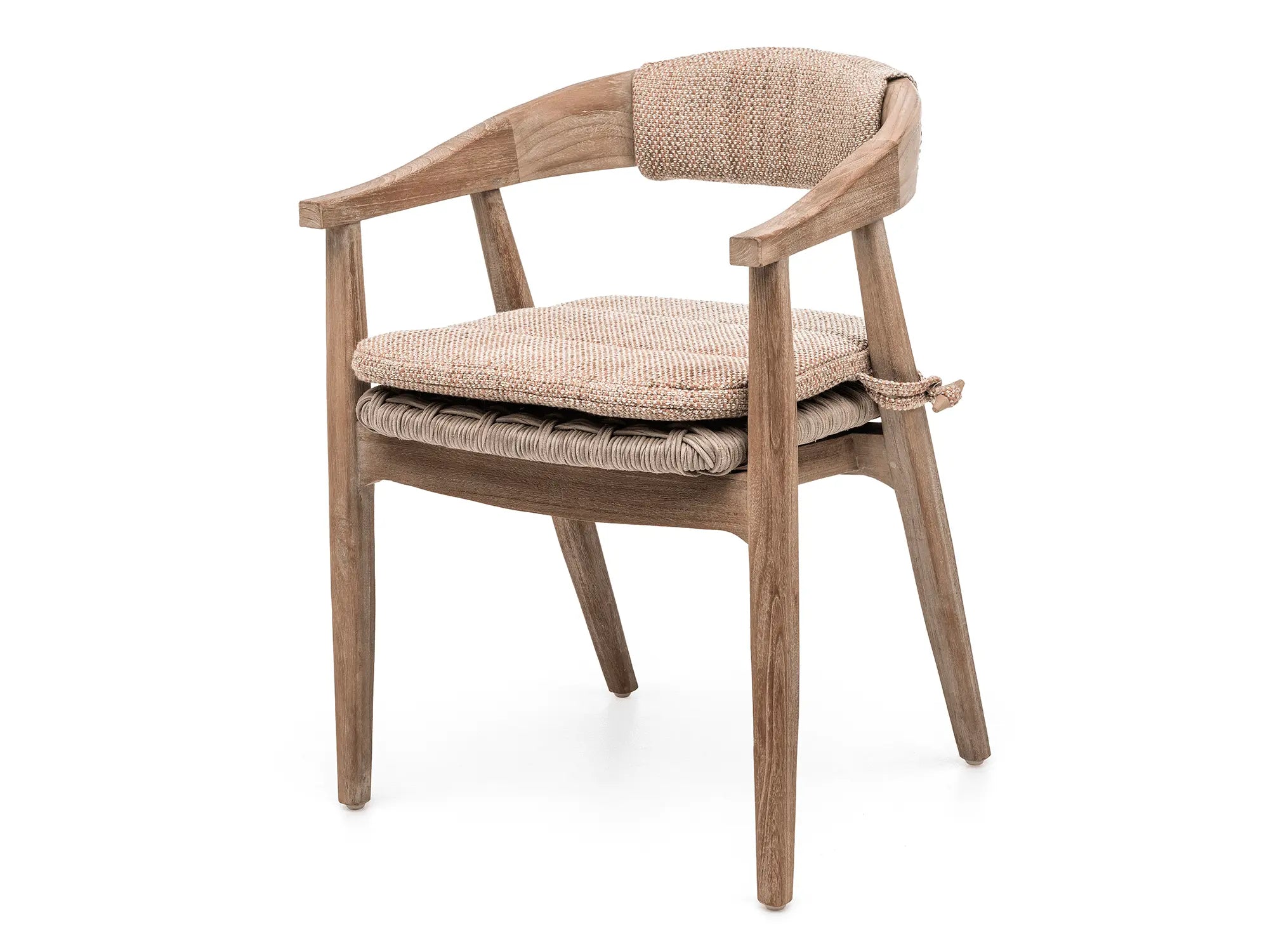 Armlehnenstuhl Faye Teak mit geflochtenem Sitz