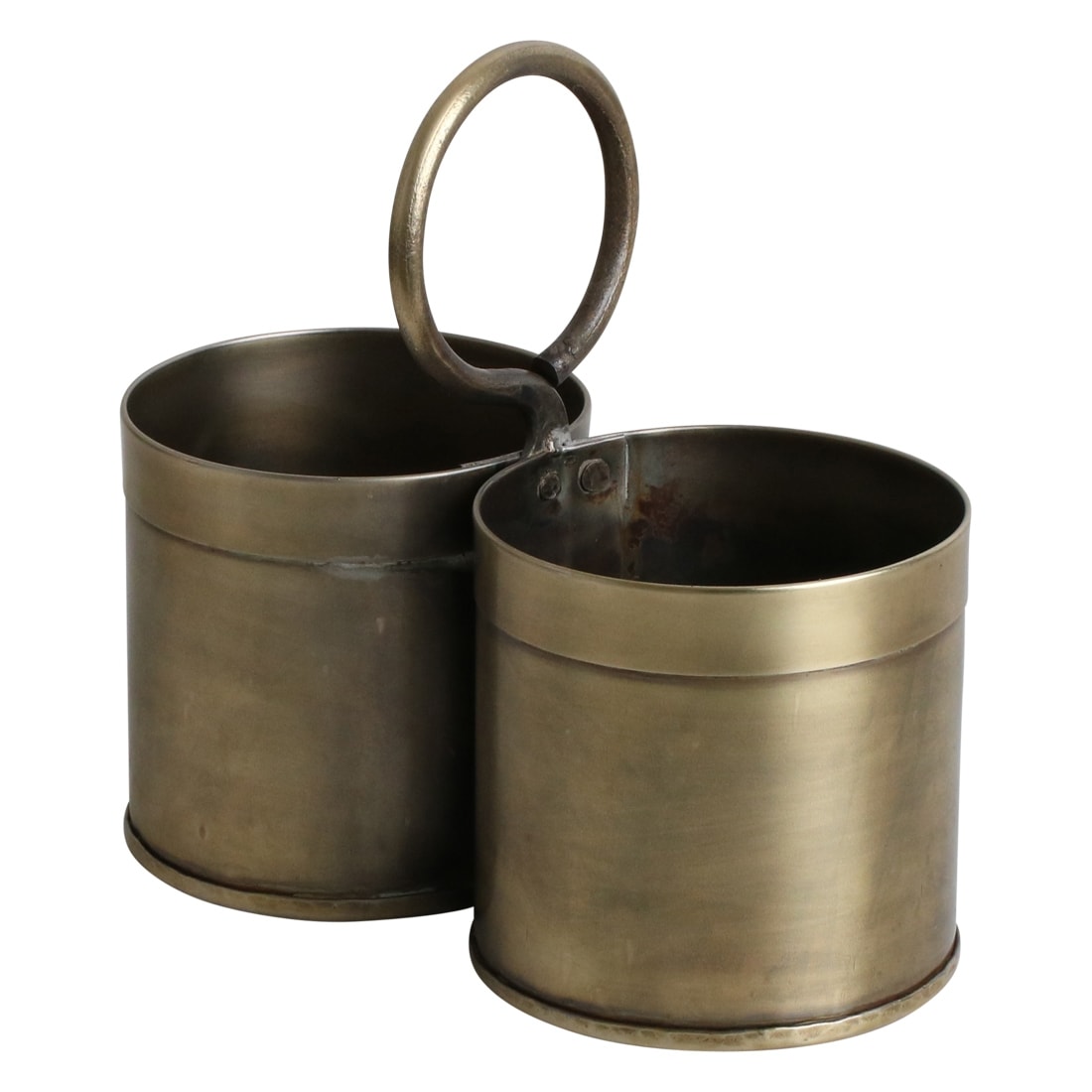 Zwei Vintage Messing Töpfe für Kräuter und Besteck