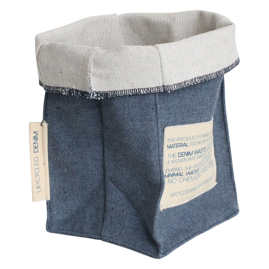Tasche aus upcacyled Denim, blau Baumwolle Maße: 14x14x24 cm