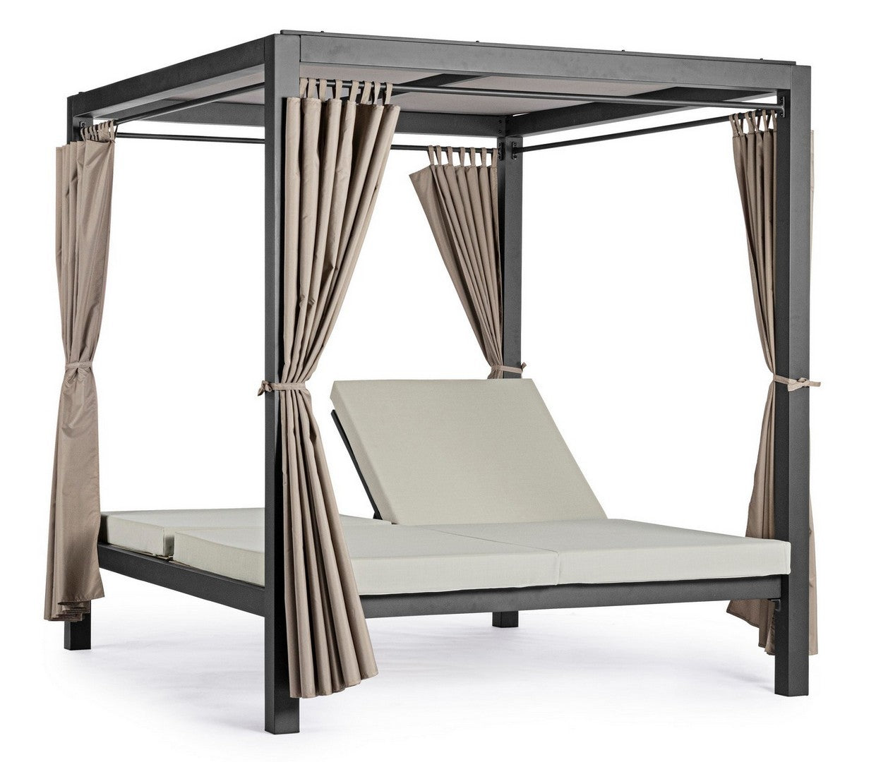 Outdoor Daybed Dream Anthrazit mit Dach und seitlichen Vorhängen | Bizzotto bei STUFF Shop kaufen