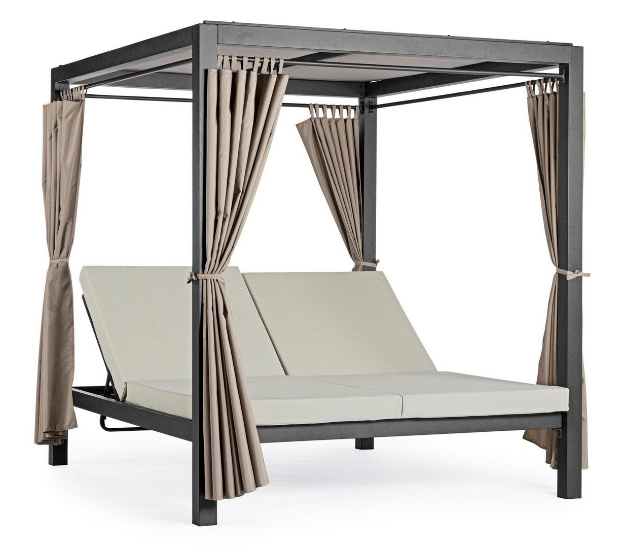 Outdoor Daybed Dream Anthrazit mit Dach und seitlichen Vorhängen | Bizzotto bei STUFF Shop kaufen