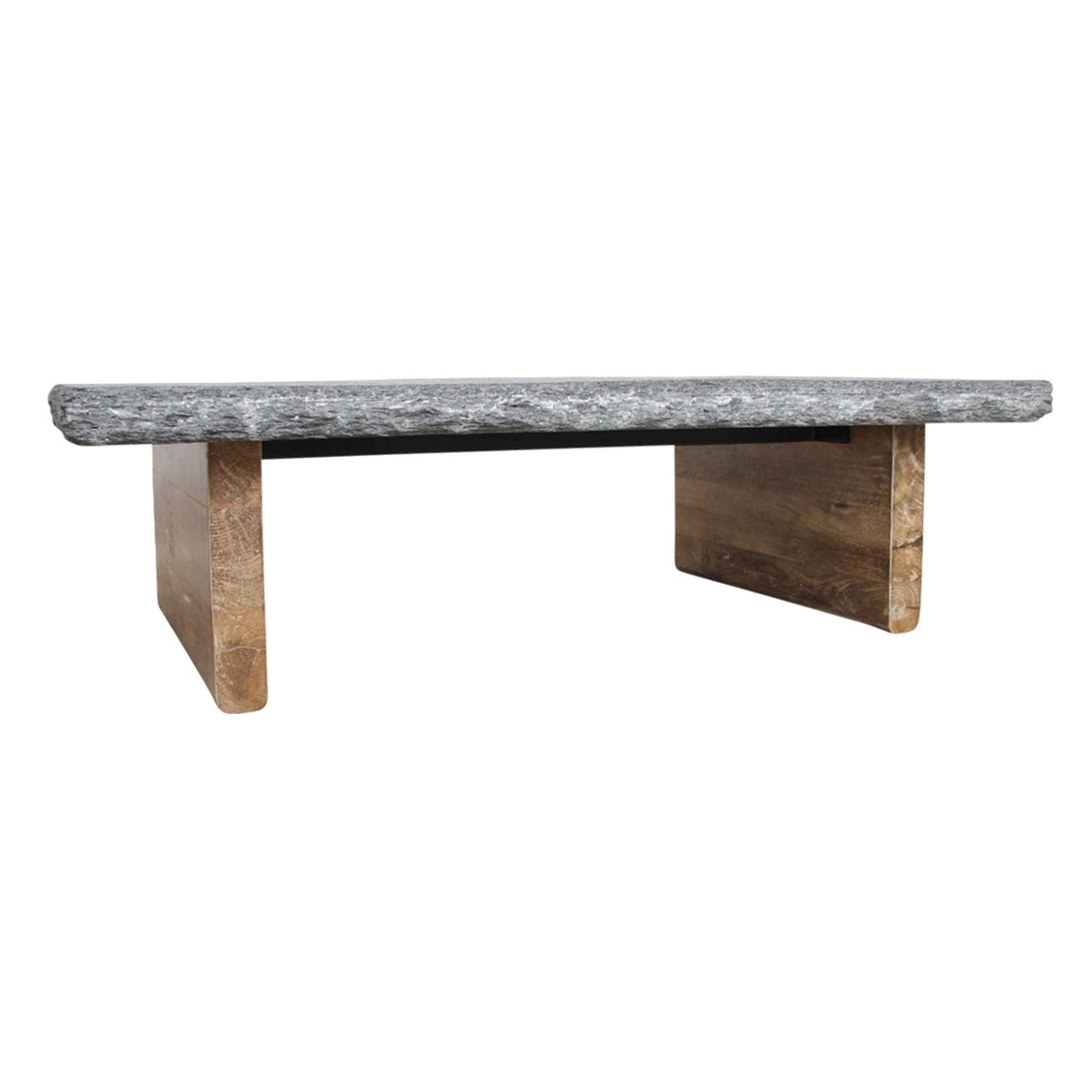 Couchtisch Naturstein auf Teakholz I STUFF Vintage Living