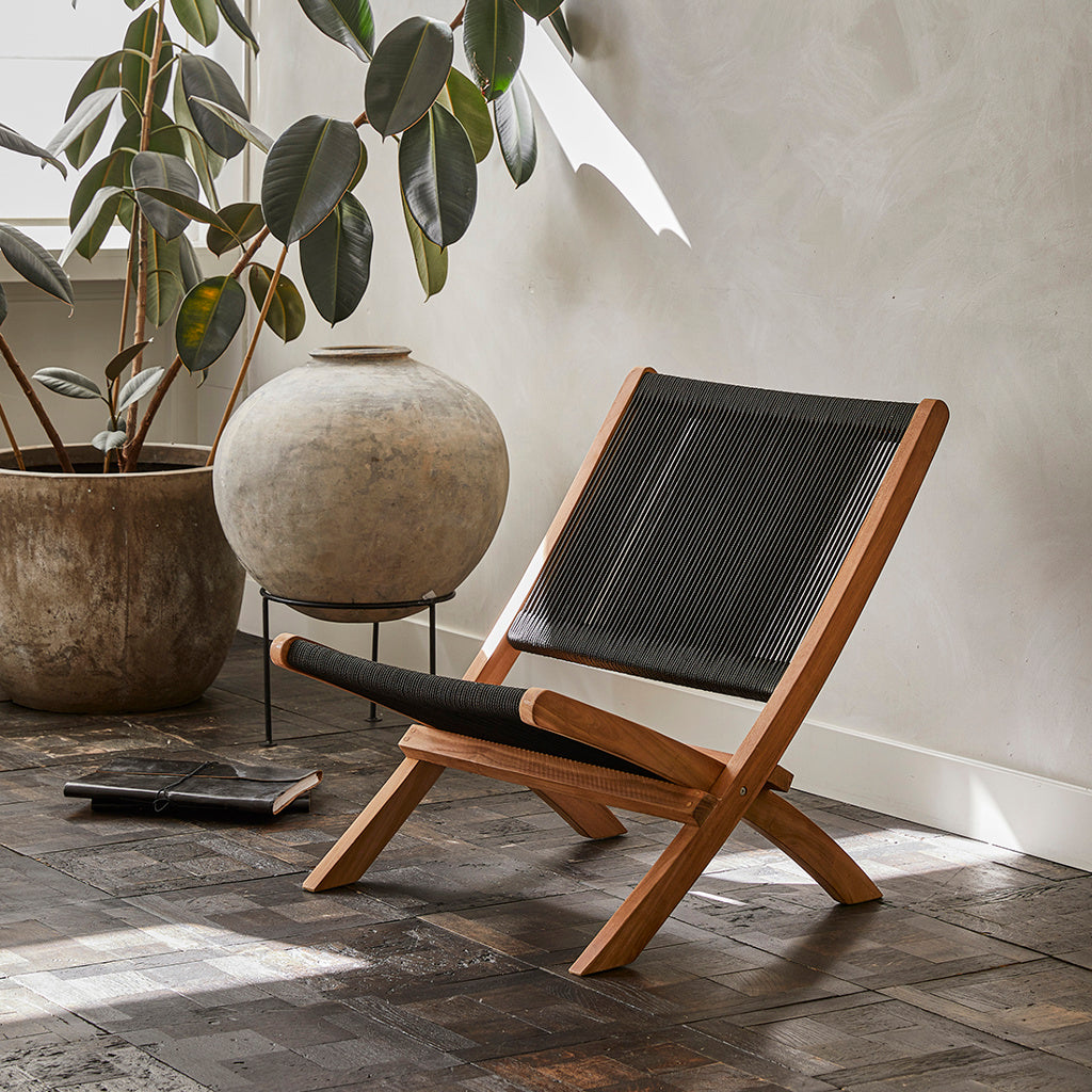 Outdoor Lounge-Klappstuhl Rope Schwarz I STUFF Shop