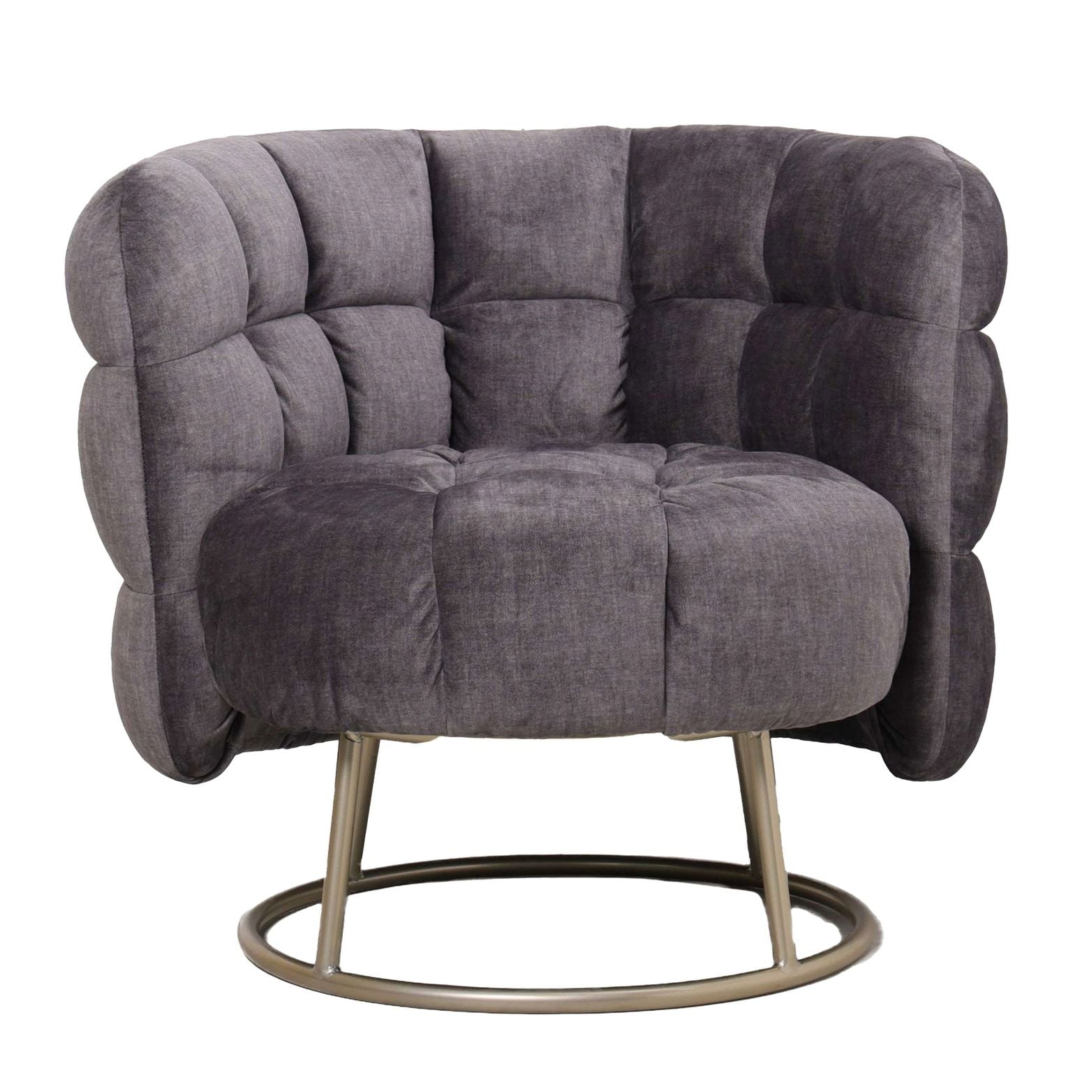 Gemütlicher Sessel Fluffy von PTMD in Pink mit weicher Polsterung und einer schicken goldfarbenen Basis für einen eleganten und bequemen Sitz.