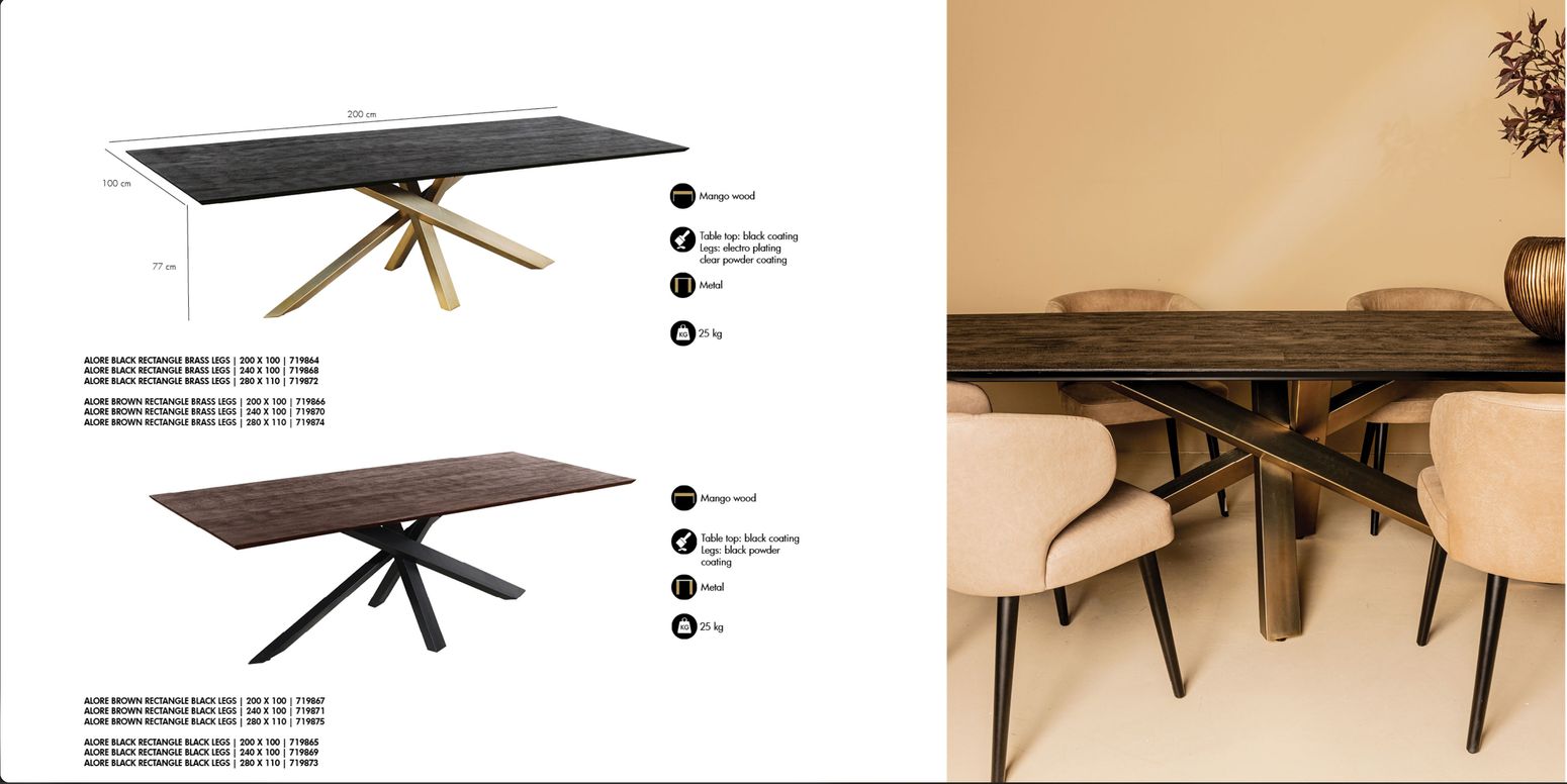 Alore Design-Esstisch black mit Spider-Fuß