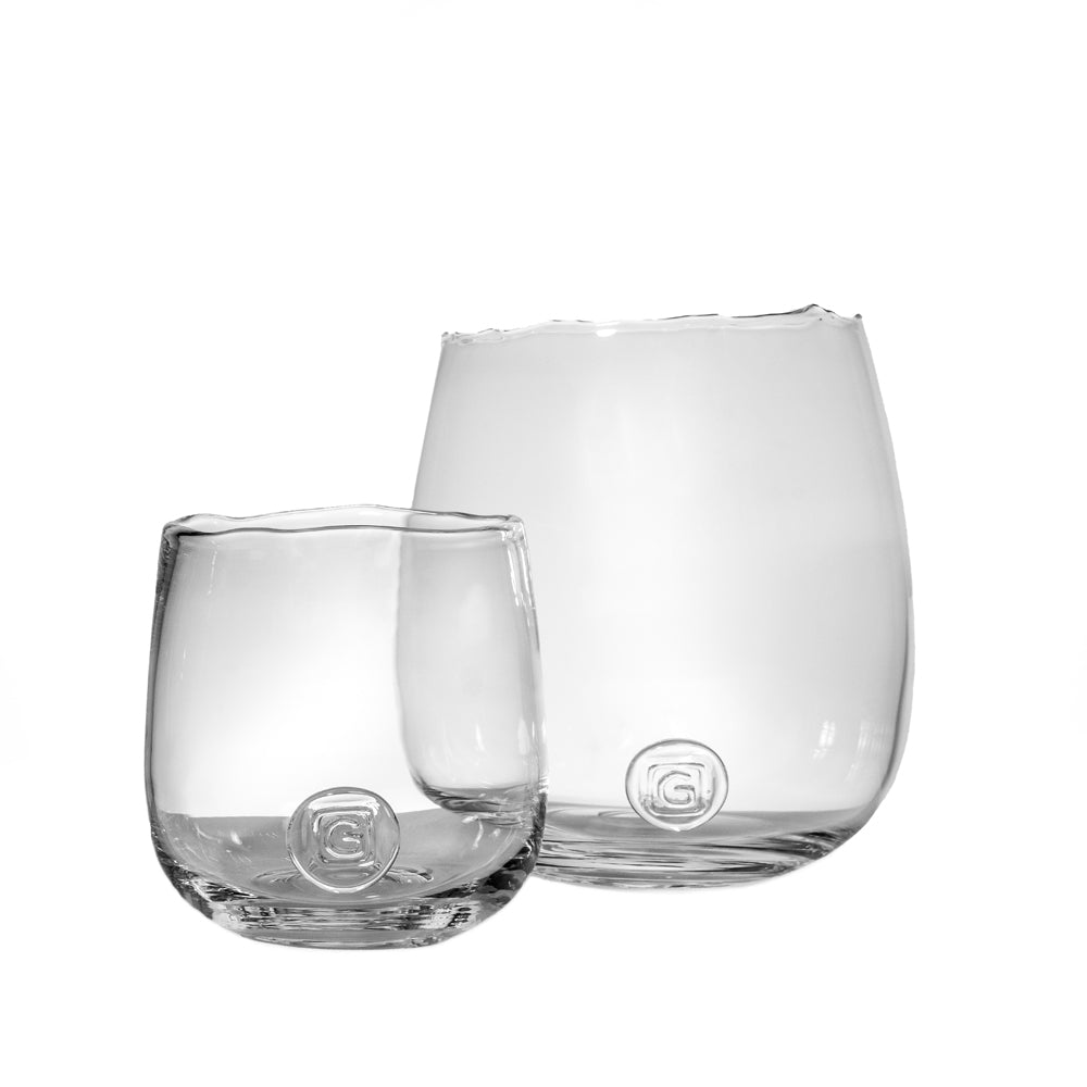 Vase Diana Clear Large aus mundgeblasenem Klarglas, Maße Ø21 x H27 cm – Gommaire Kollektion.