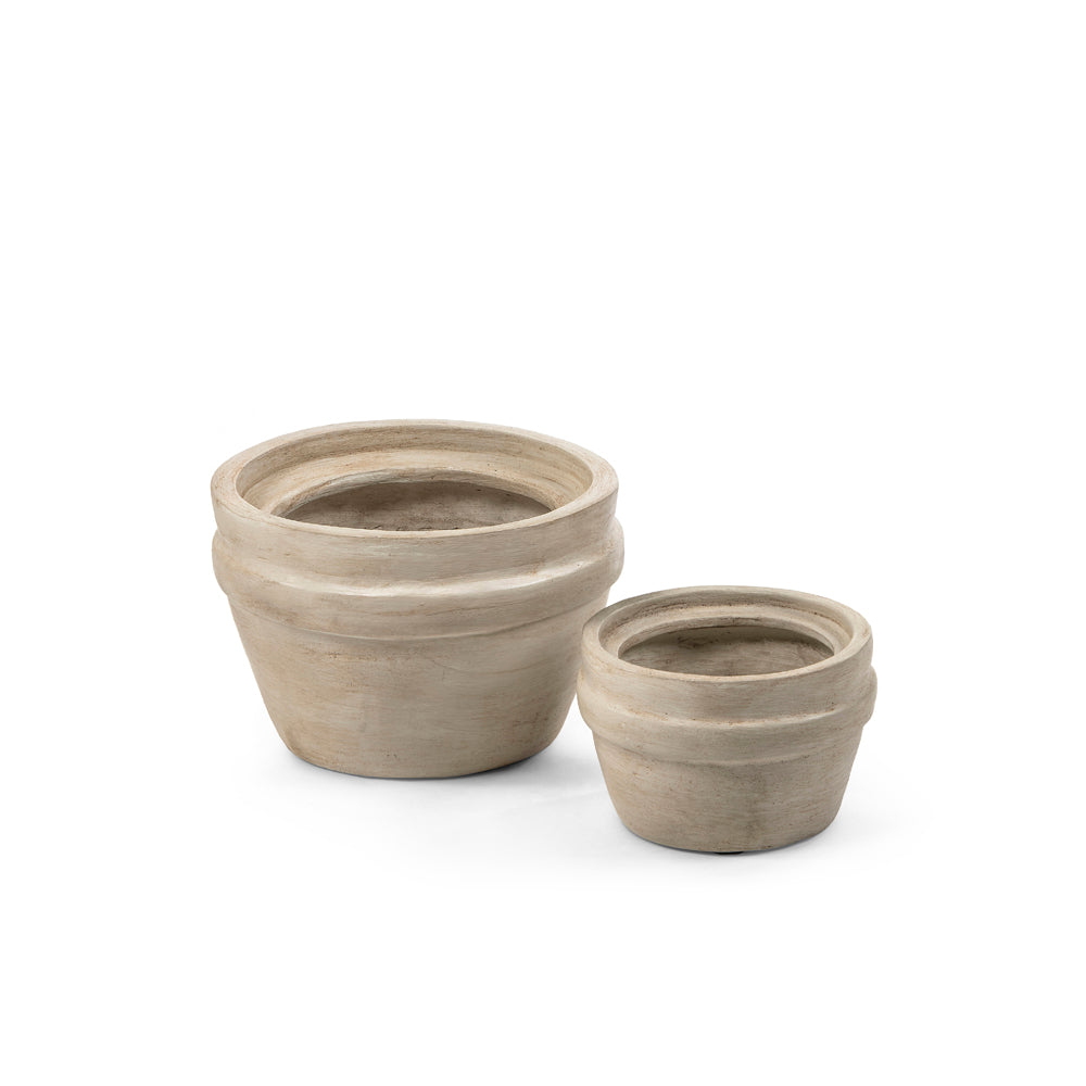 Übertopf Santiago Small aus Terracotta in der Farbe Authentic Ivory, Ø24 x H17 cm, Vorderansicht