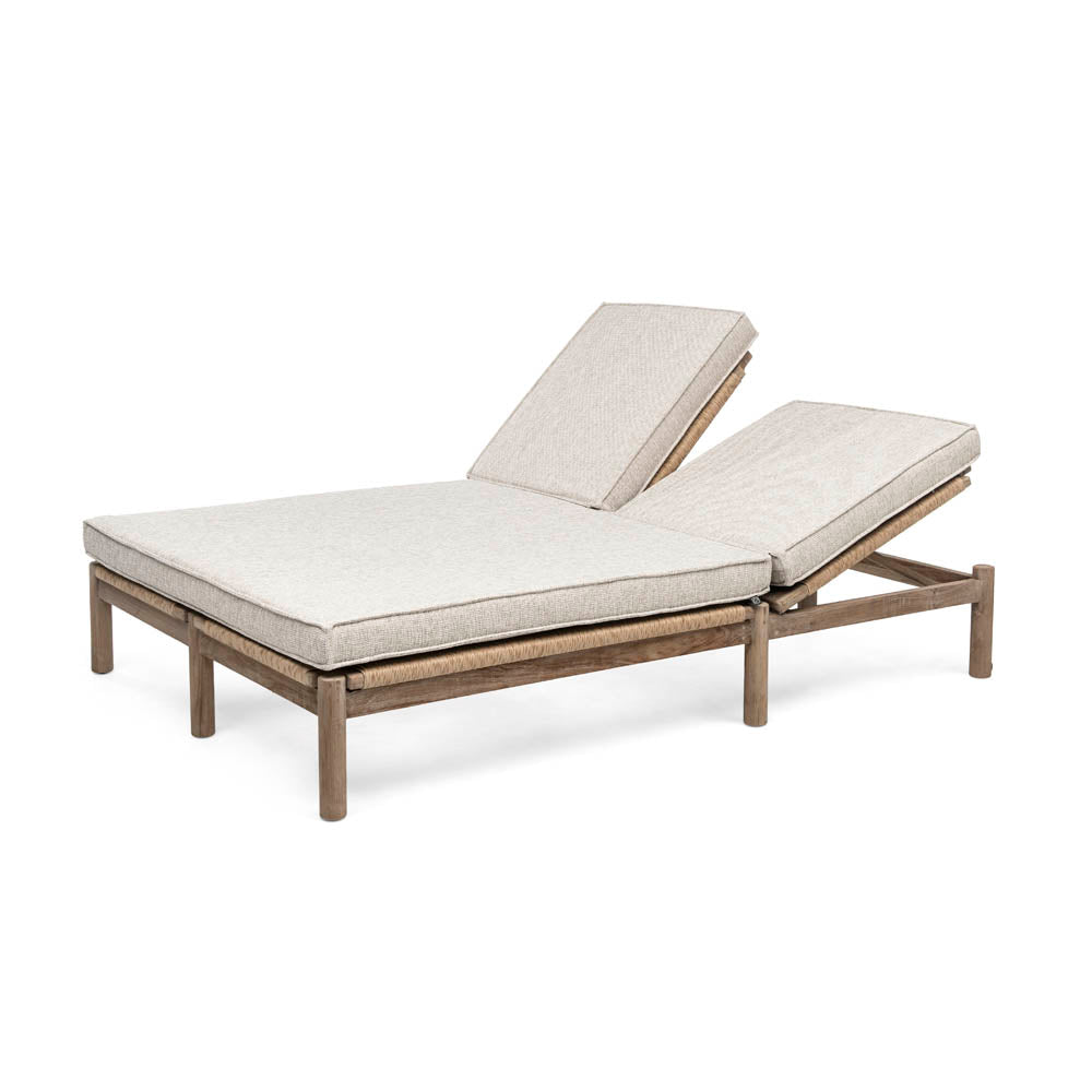 Gommaire Sonnenliege Mieke Double aus Teakholz mit Knelout Deluxe Polstern