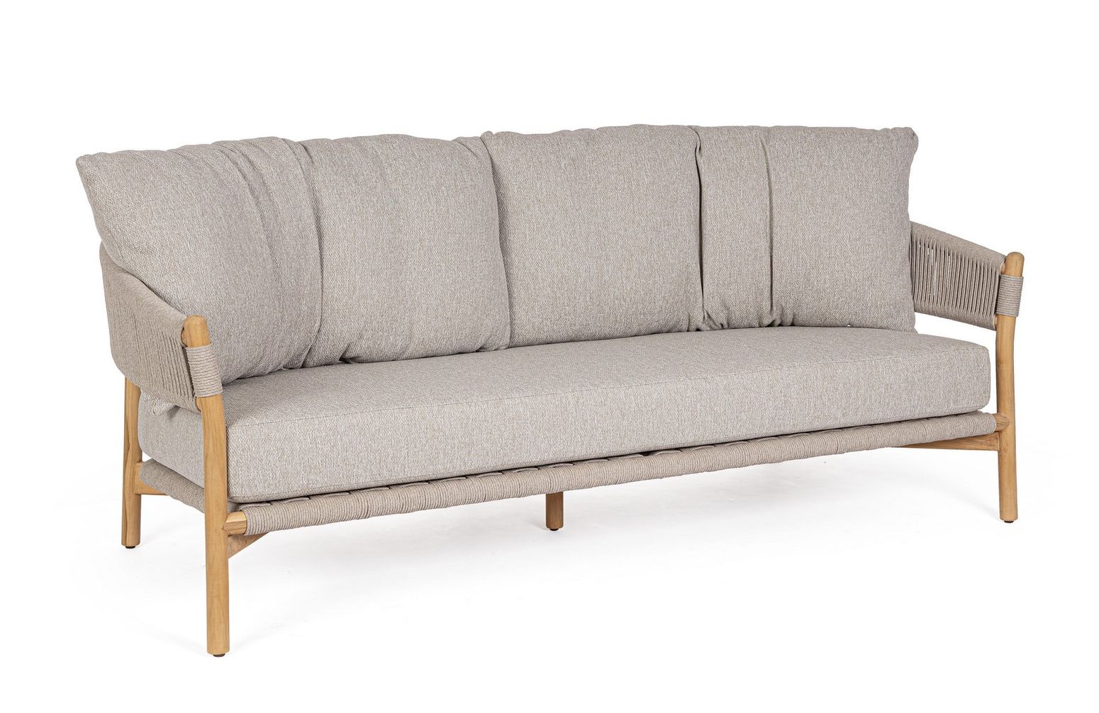 Outdoor Sofa Garita aus Teakholz und Seilgeflecht mit bequemen Kissen von Bizzotto