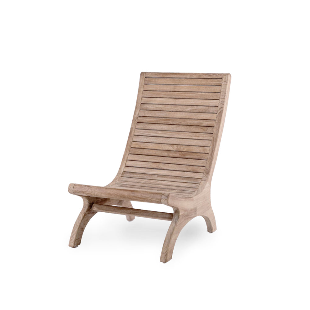 Loungesessel Sachin aus massivem Teakholz in Natural Grey ohne Polster | Gommaire Outdoor Kollektion bei STUFF Shop