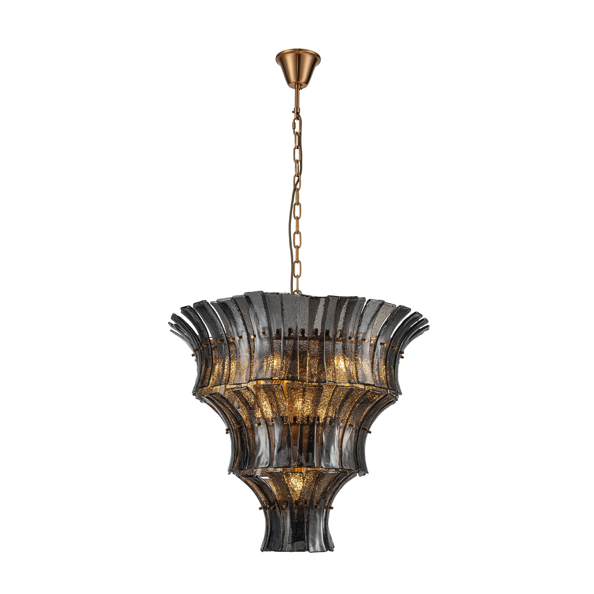 Hängeleuchte Dalai aus getöntem Gunmetal-Glas mit Kettenaufhängung | PTMD bei STUFF Shop kaufen