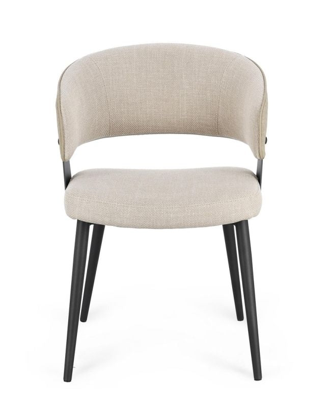 Armlehnenstuhl Romy Natur mit Stoffbezug und Stahlgestell | Bizzotto bei STUFF Shop kaufen