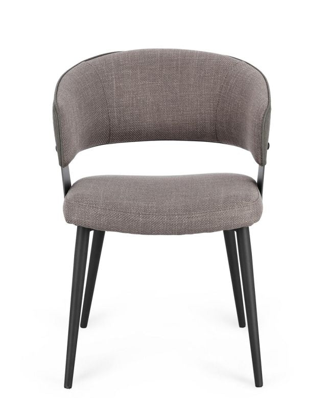 Armlehnenstuhl Romy Grau mit Stoffbezug und Stahlgestell | Bizzotto bei STUFF Shop kaufen