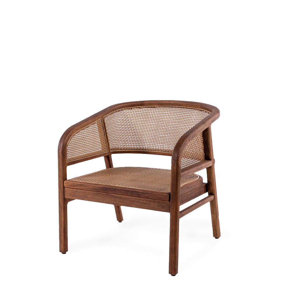 Outdoor Sessel Imen aus Teakholz mit PE Wicker Geflecht in Emas Brown mit Polster | Gommaire bei STUFF Shop kaufen