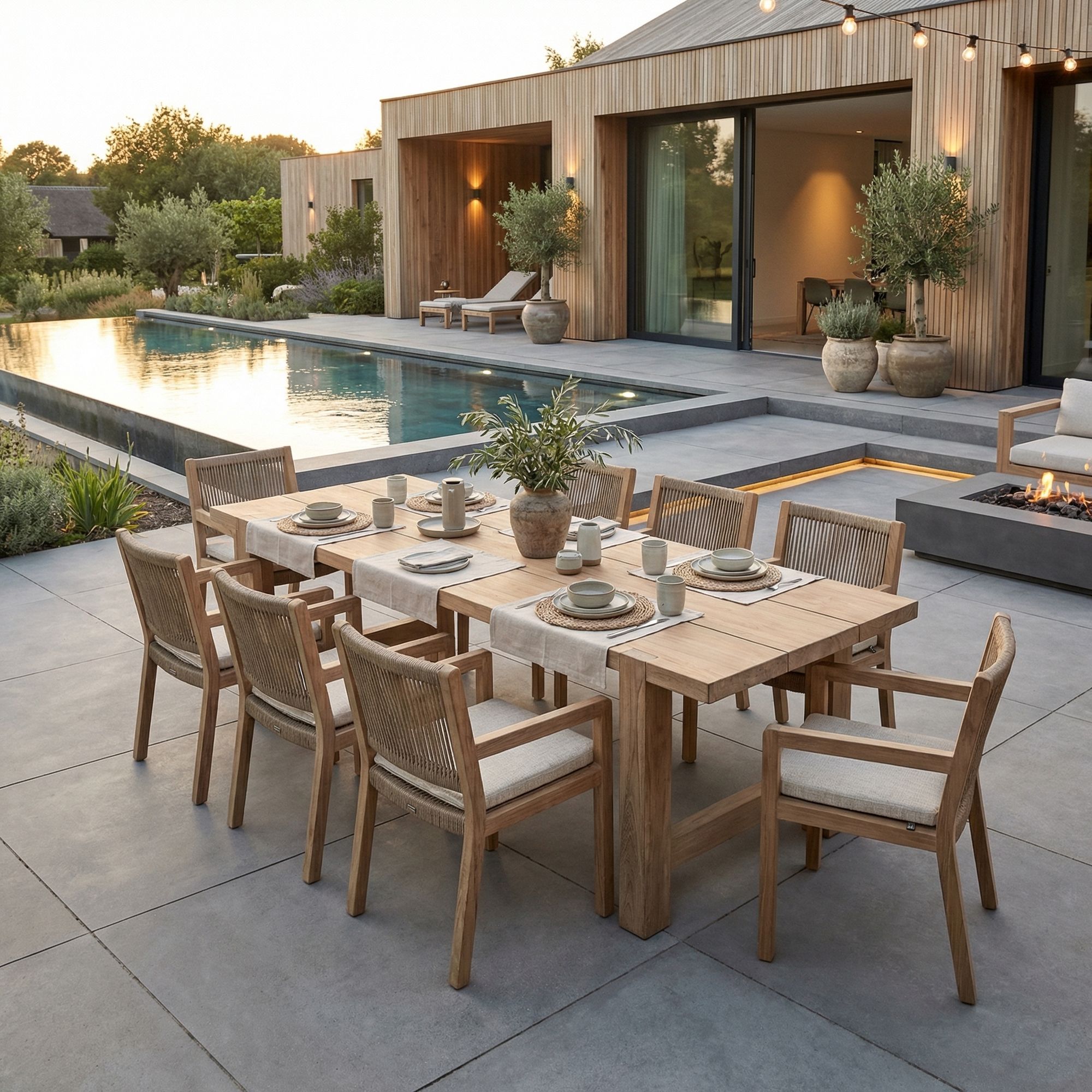 Outdoor Esstisch Jacob Small aus massivem Teakholz | großer Gartentisch Gommaire bei STUFF Shop kaufen