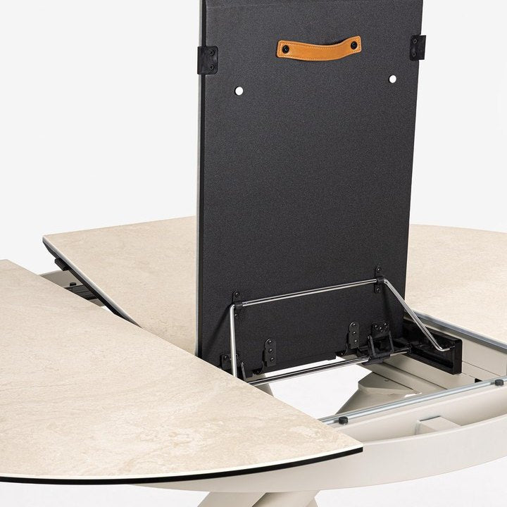 Ausziehtisch Adea Beige von Bizzotto, Nahaufnahme von Material und Verarbeitung
