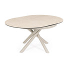 Ausziehtisch Adea Beige | Keramik in Travertinoptik, rund Ø 120 auf 160 cm