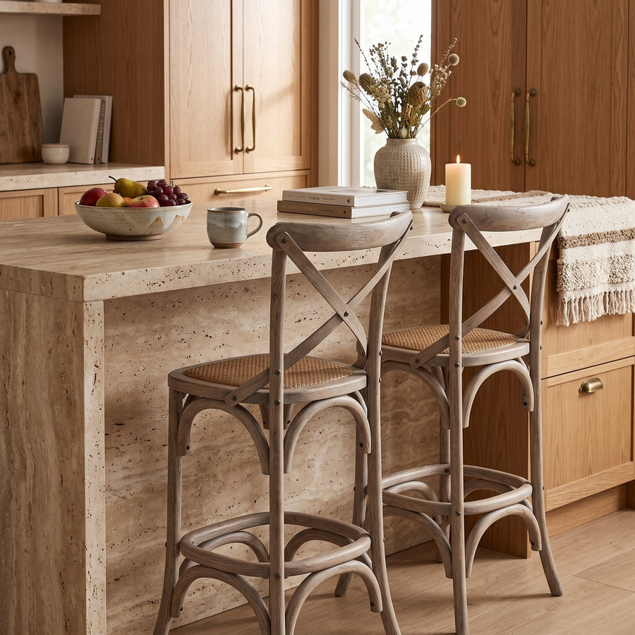 Barstuhl Cross Naturgrau von Bizzotto im Wohnraum