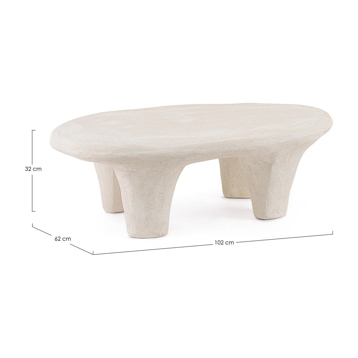 Maßzeichnung Couchtisch Albin 102 × 62 cm von Bizzotto