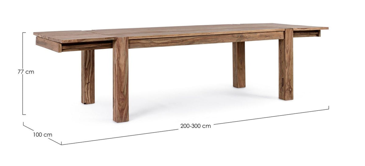 Ausziehtisch Salford 200-300 × 100 von Bizzotto, Maßzeichnung B 200 bis 300 × T 100 × H 77 cm