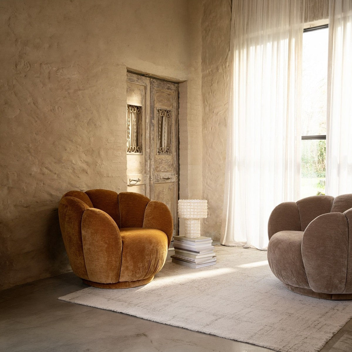 Loungesessel Tulip in Beige und Cathay von Bizzotto im Wohnzimmer-Ambiente
