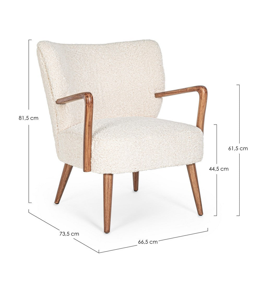 Sessel Moritz Weiß von Bizzotto, Maßzeichnung B 66,5 × T 73,5 × H 81 cm