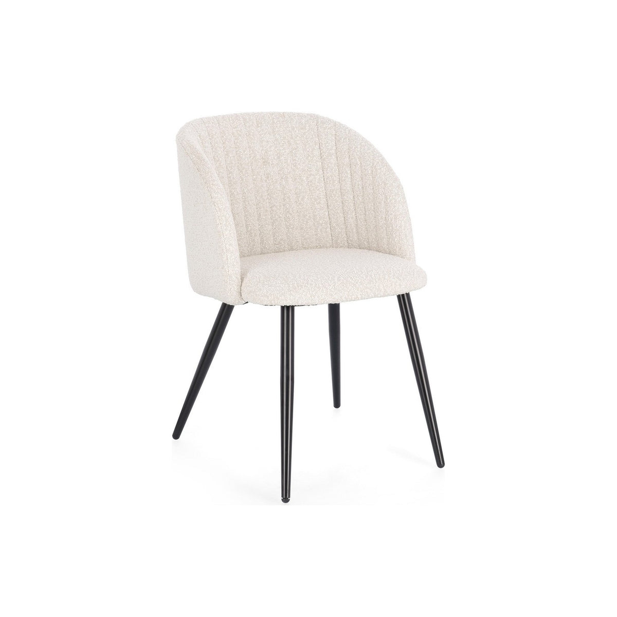 Stuhl Queen Bouclé Elfenbein von Bizzotto, freigestellt, B 53 × T 57 × H 81,5 cm