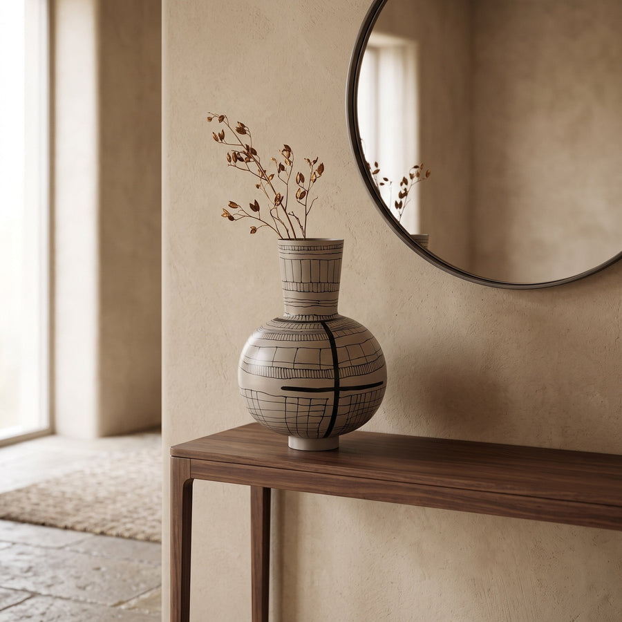 Trichtervase Siva Beige 43 cm von Bizzotto im Wohnraum