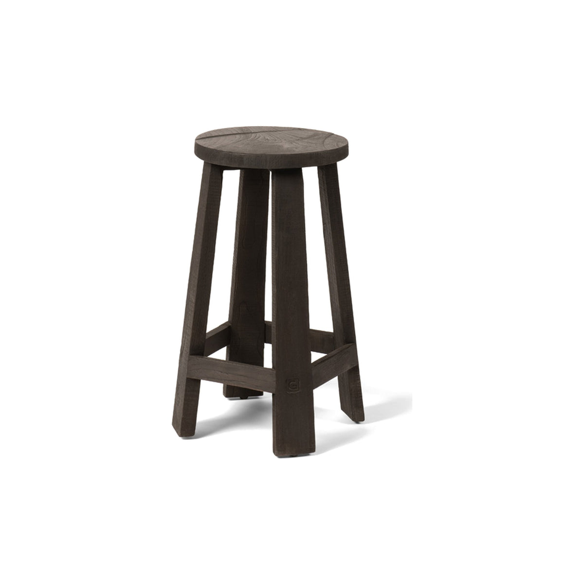 Barhocker Alex Teak Anthrazit von Gommaire, Teak Anthrazit, Ø 34 × H 65 cm, Freisteller