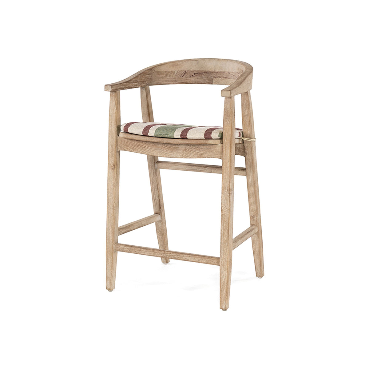 Barstuhl Faye Teak Natural Grey von Gommaire, mit optionalem Sitzkissen