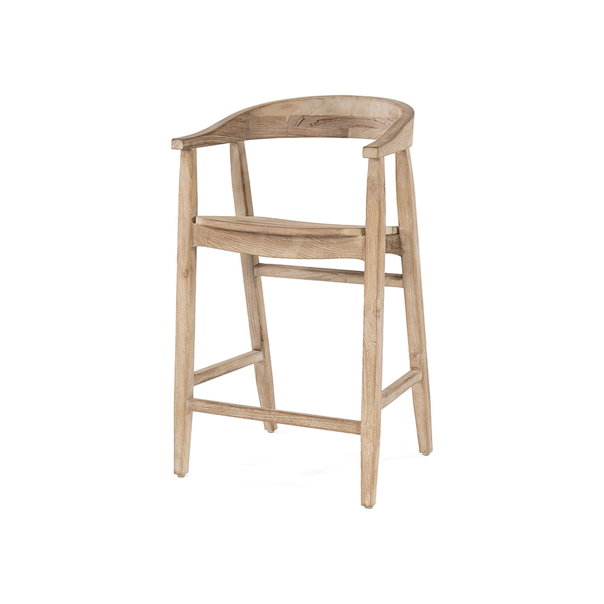 Barstuhl Faye Teak Natural Grey von Gommaire, Teak Natural Grey, B 54 × T 51 × H 94 cm, Freisteller