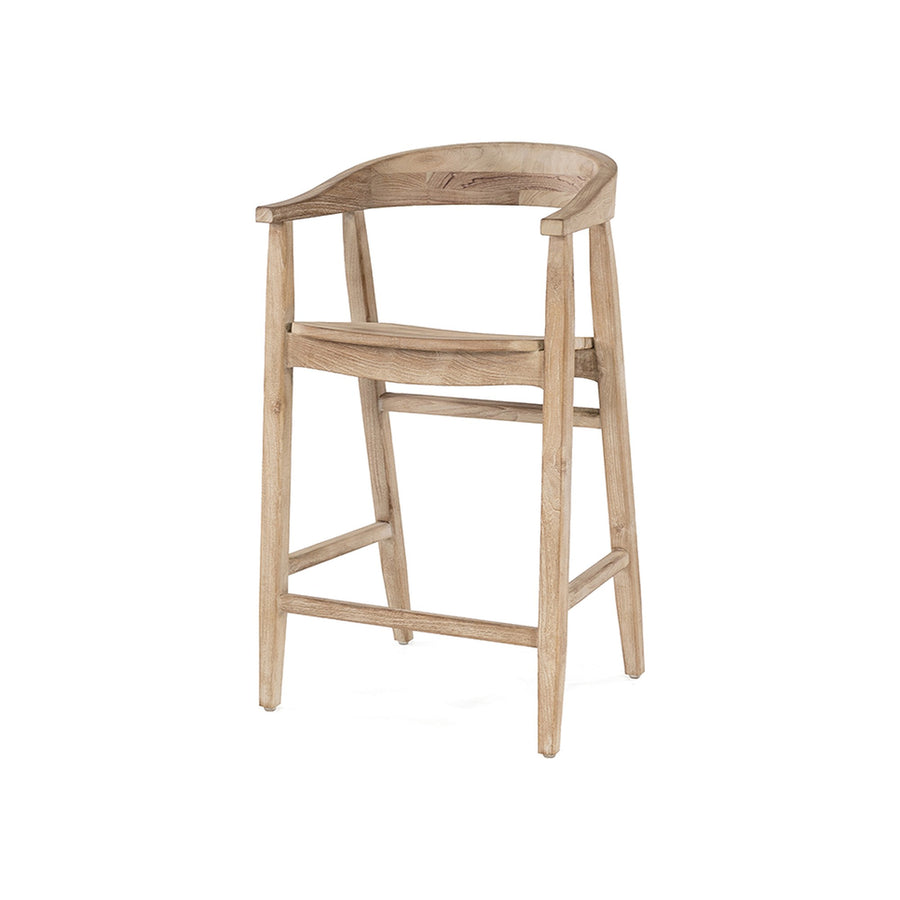 Barstuhl Faye Teak Natural Grey von Gommaire, Teak Natural Grey, B 54 × T 51 × H 94 cm, Freisteller