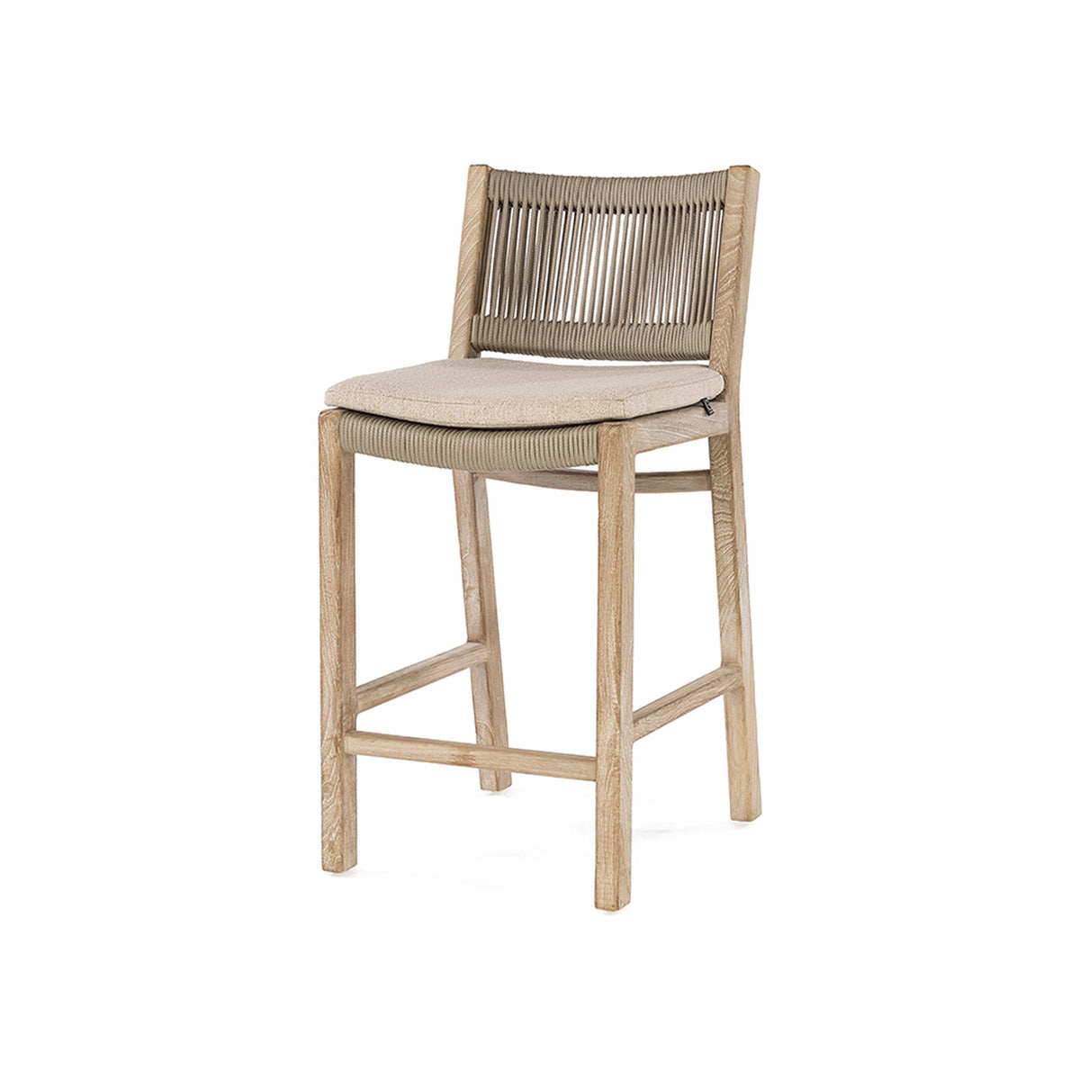 Barstuhl Mario Teak Natural Grey von Gommaire, mit optionalem Sitzkissen