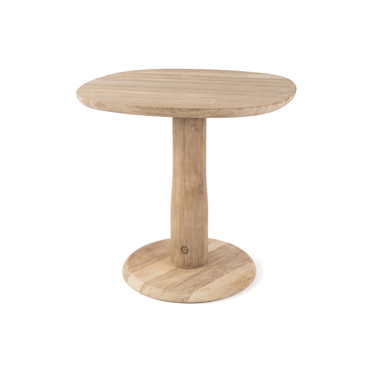 Bistrotisch Dita Squircle Teak Natural Grey von Gommaire, Teak Natural Grey, Ø 80 × H 76 cm, Freisteller
