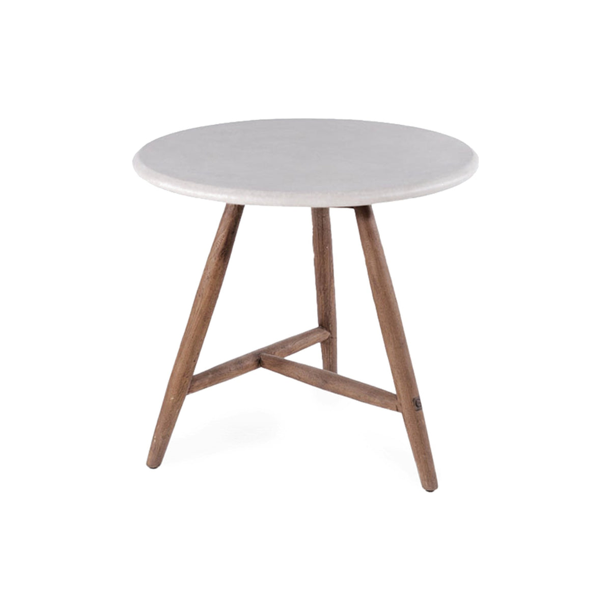 Bistrotisch Faye rund Beton Teak Emas Brown von Gommaire, Beton und Teak Emas Brown, Ø 75 × H 76 cm, Freisteller
