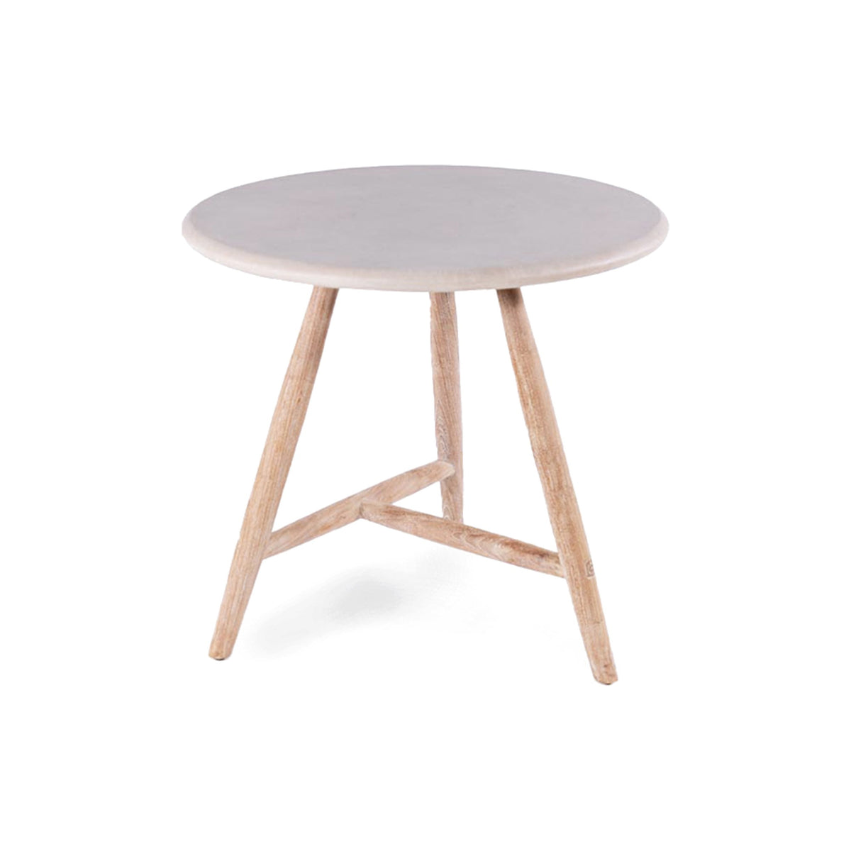 Bistrotisch Faye rund Beton Teak Natural Grey von Gommaire, Beton und Teak Natural Grey, Ø 75 × H 76 cm, Freisteller