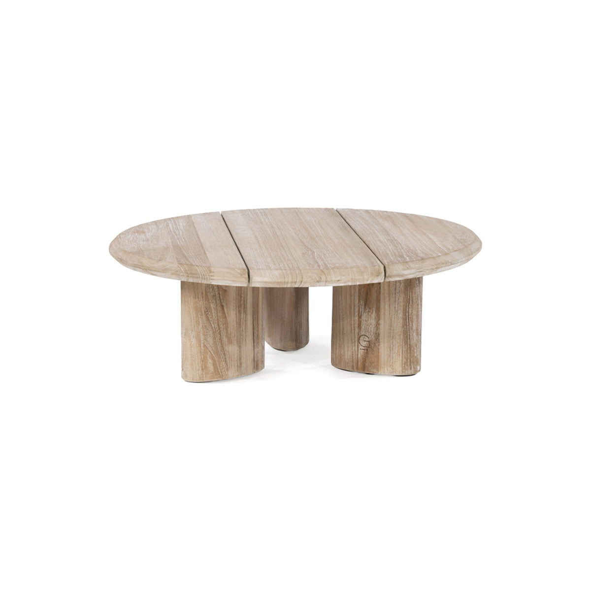 Couchtisch Imen rund Teak Natural Grey Large von Gommaire, Teak Natural Grey, Ø 80 × H 28 cm, Freisteller