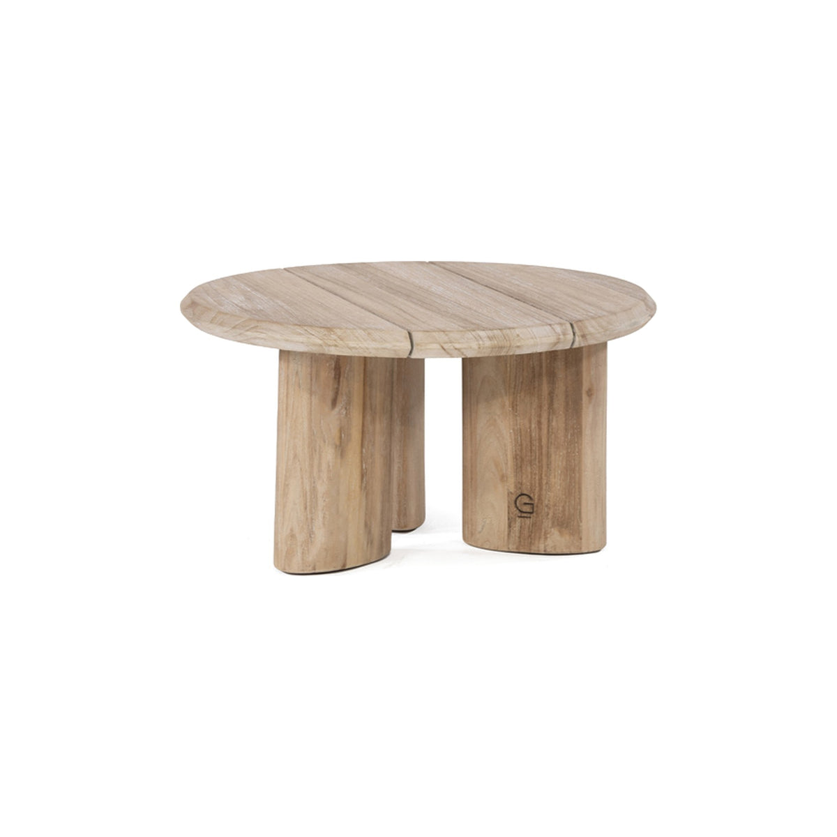 Couchtisch Imen rund Teak Natural Grey Small von Gommaire, Teak Natural Grey, Ø 65 × H 35 cm, Freisteller