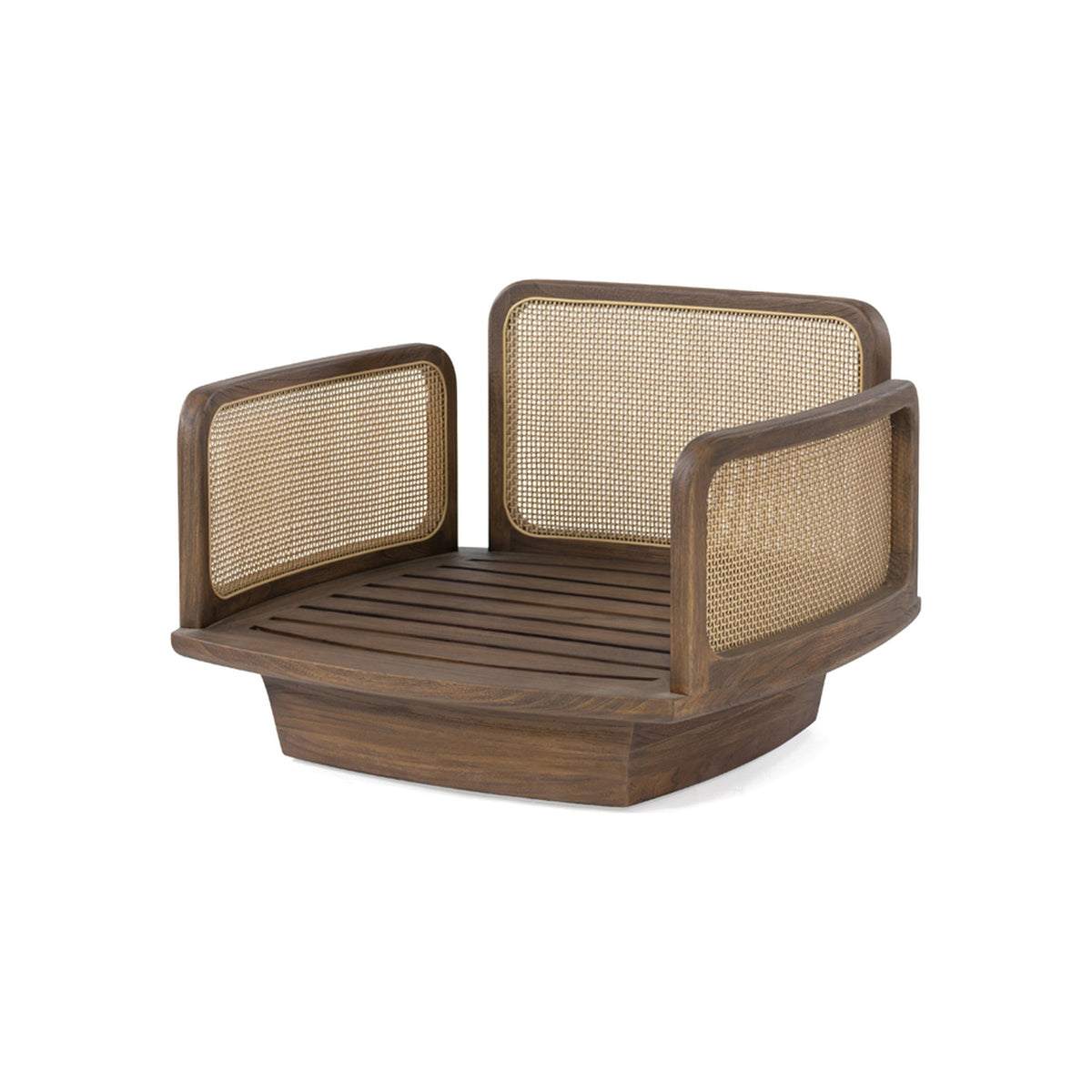 Drehsystem Boa 1-Sitzer Teak Emas Brown von Gommaire, Teak Emas Brown, Ø 52 × H 5 cm, montiert unter dem 1-Sitzer Boa (Sessel nicht im Lieferumfang)