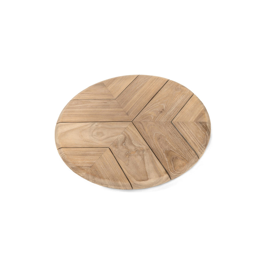 Drehteller Lazy Faye Teak Natural Grey von Gommaire, Teak Natural Grey, Ø 70 × H 3,5 cm, Freisteller