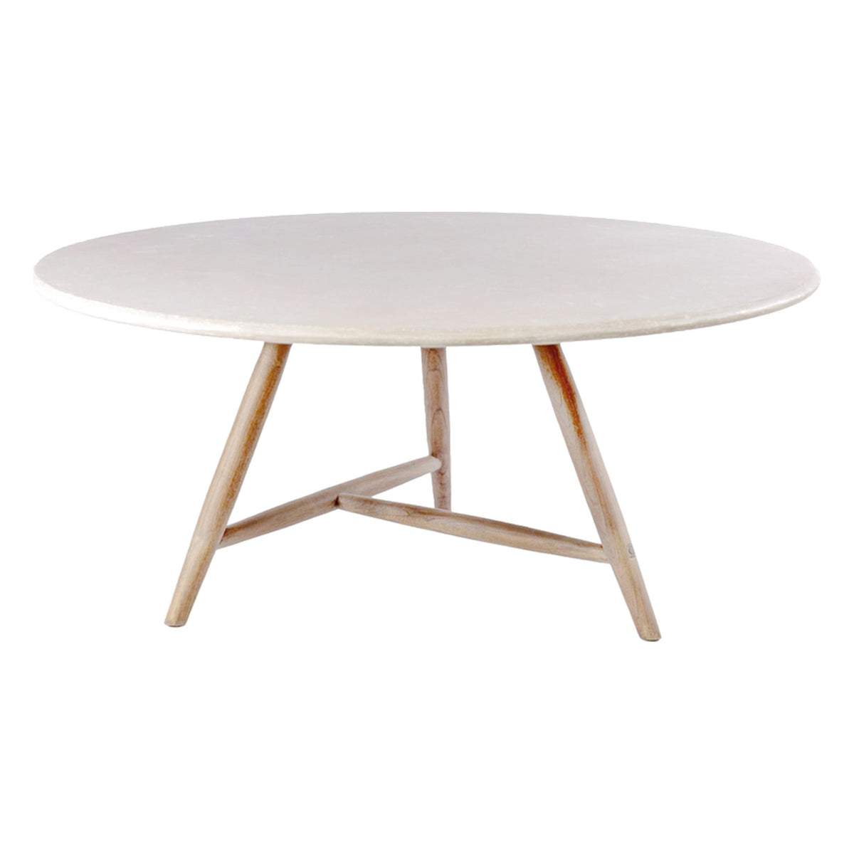 Esstisch Faye rund Beton Teak Natural Grey XL von Gommaire, Beton und Teak Natural Grey, Ø 170 × H 76 cm, Freisteller