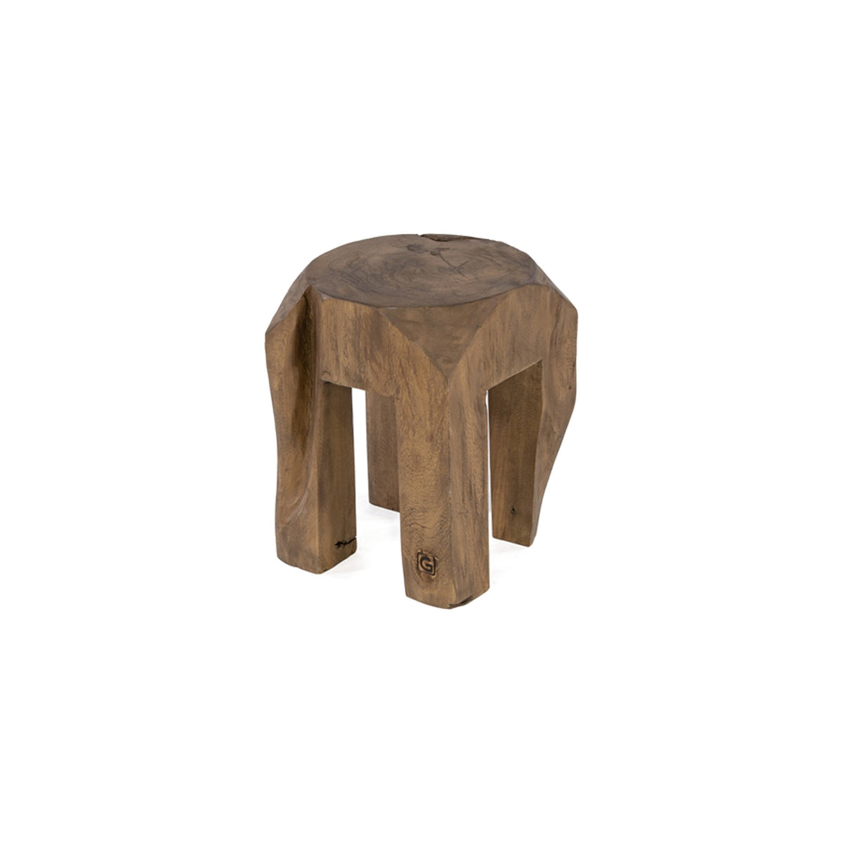 Hocker Alila Teakwurzel Emas Brown von Gommaire, Teakwurzel Emas Brown, B 30 × T 30 × H 40 cm, Freisteller