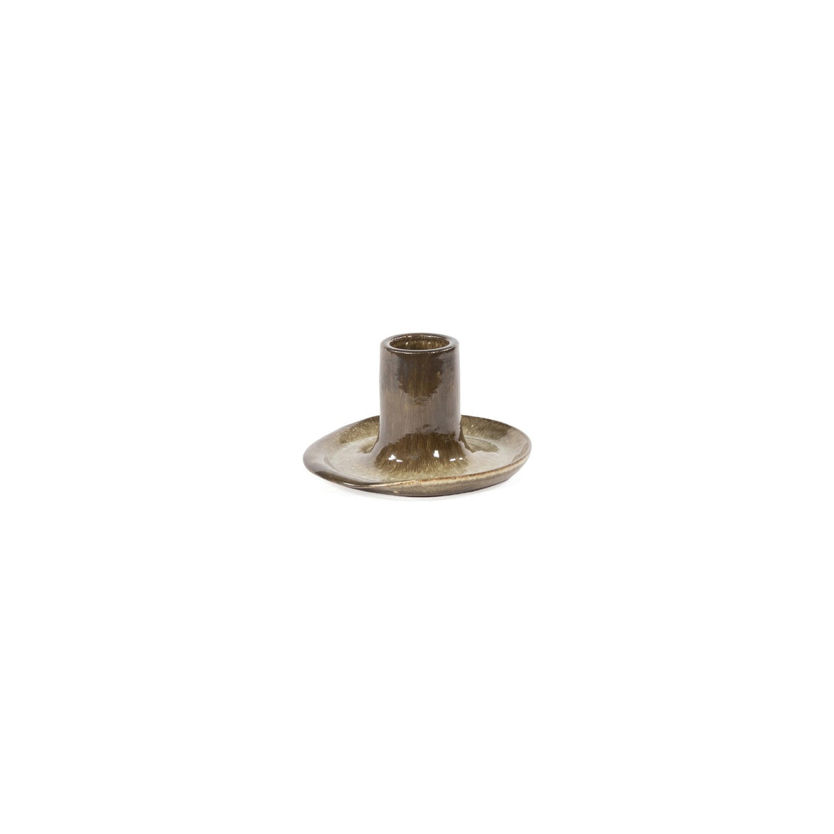 Kerzenhalter Ali Terracotta Moosgrün Large von Gommaire, Terracotta Moosgrün, Ø 21,5 × H 12,5 cm, Freisteller