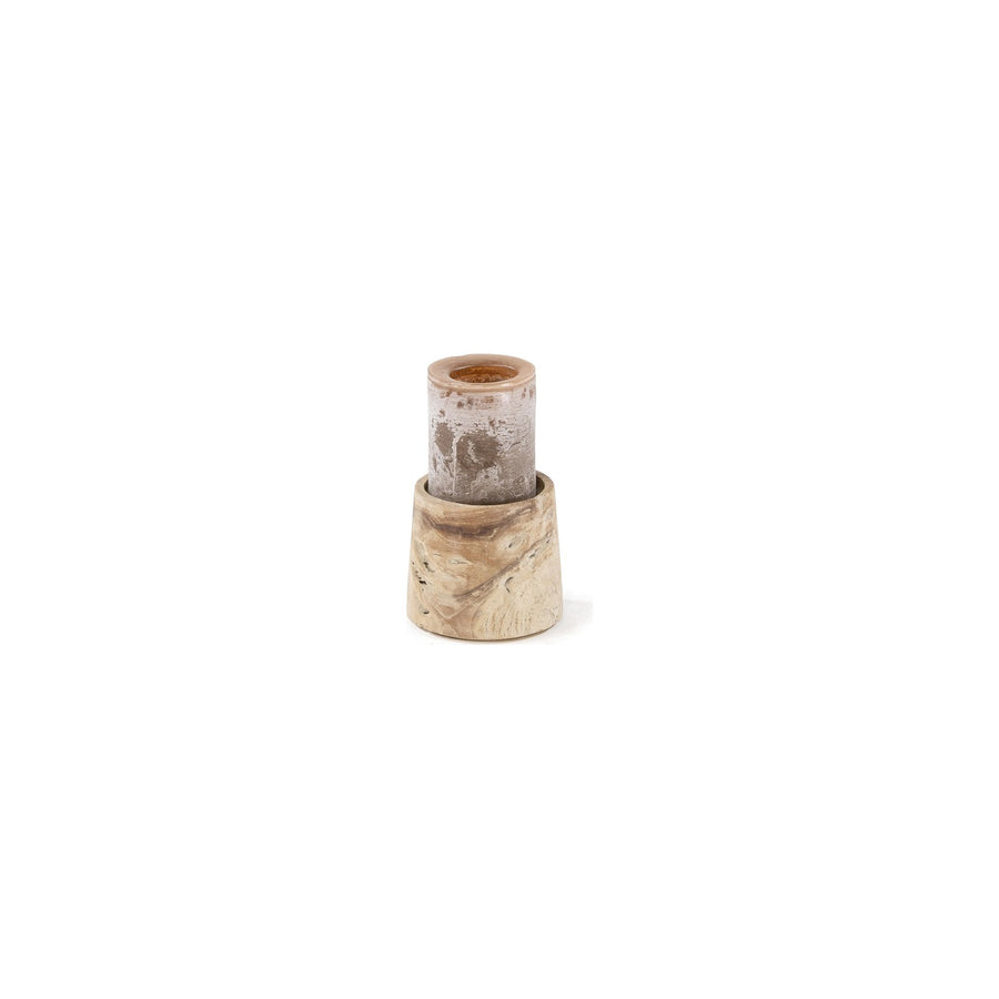 Kerzenhalter Binta Teakwurzel Natural Grey Large von Gommaire, Teakwurzel Natural Grey, Ø 17 × H 15,5 cm, Freisteller
