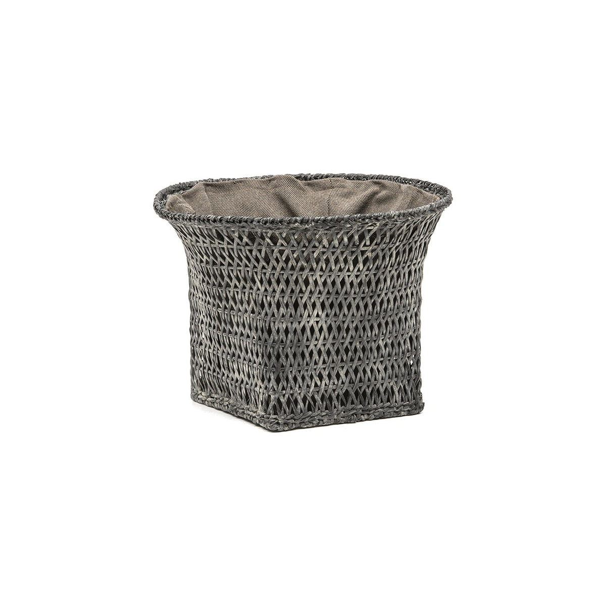 Korb Vivian Rattan Schwarz von Gommaire, Rattan, Ø 49 × H 35 cm, Freisteller