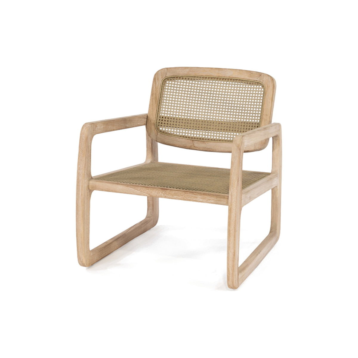 Loungesessel Sally Open Weave Teak Natural Grey von Gommaire, Teak Natural Grey und PE-Rattan, B 67 × T 75 × H 78,5 cm, Freisteller