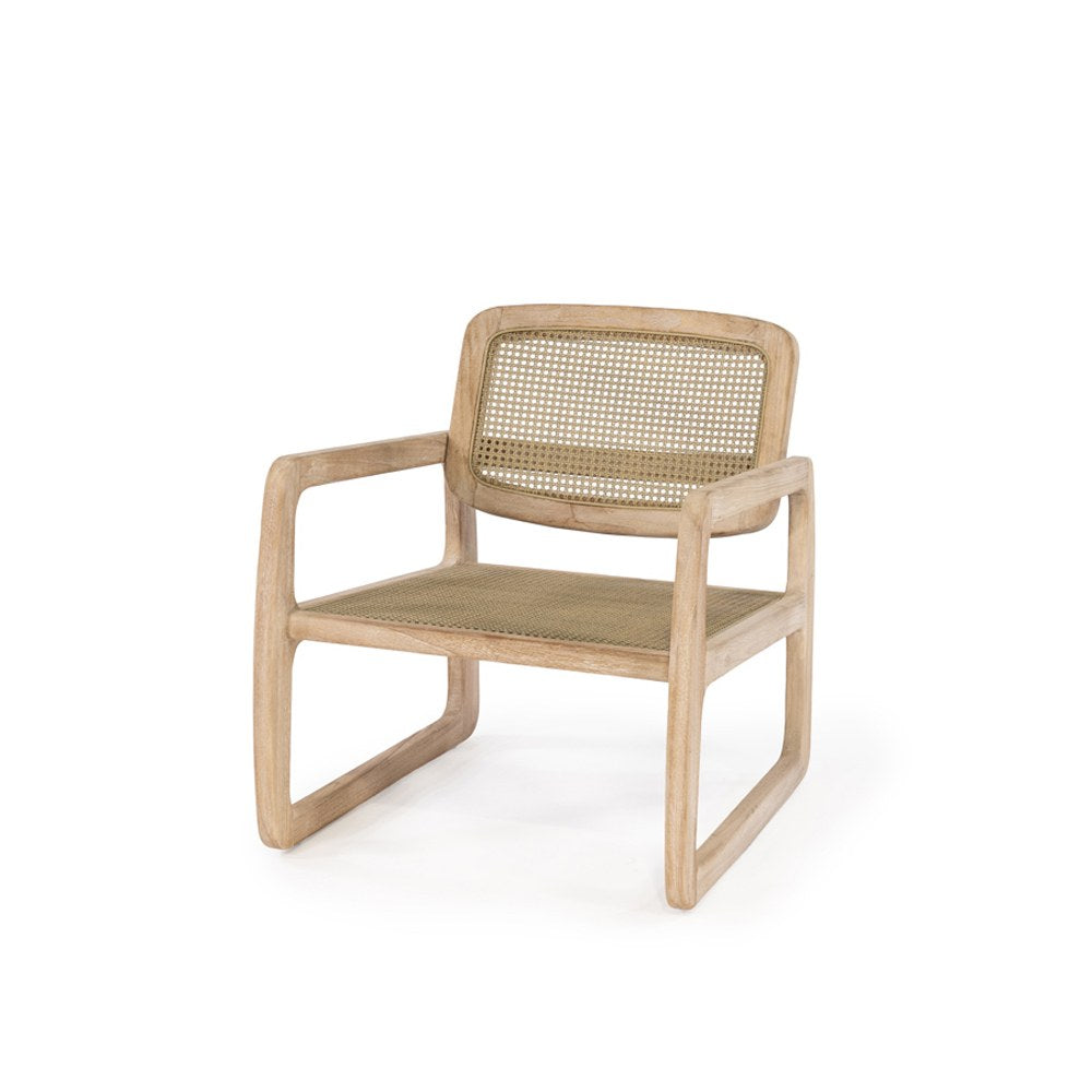 Loungesessel Sally Open Weave Teak Natural Grey von Gommaire, Freisteller ohne Polster