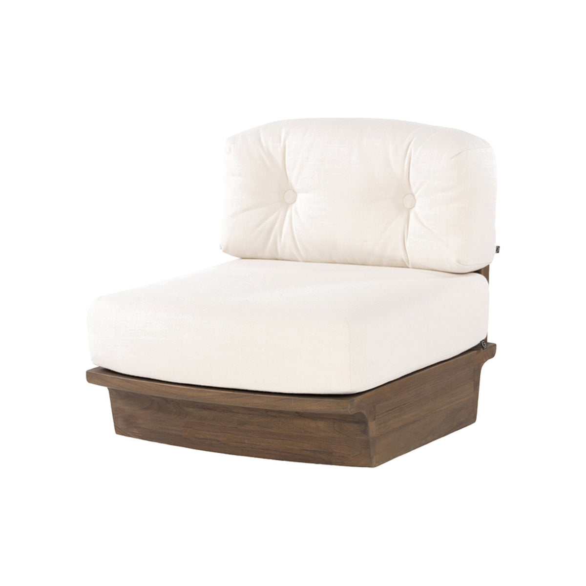 Modulsofa Boa Teak Emas Brown von Gommaire, Mittelelement mit Polster im Beispielstoff, Teak Emas Brown und PE-Rattan Blend, B 78 × T 90 × H 65 cm