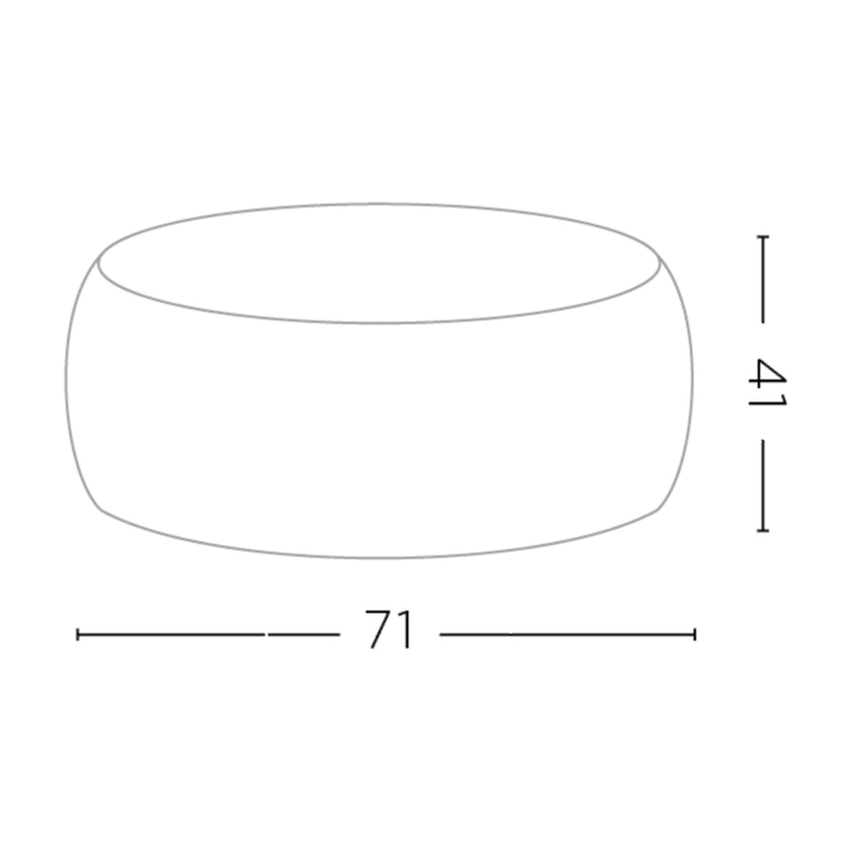 Maßzeichnung Pouf Nathan Grün Large von Gommaire, Ø71 × H 41 cm
